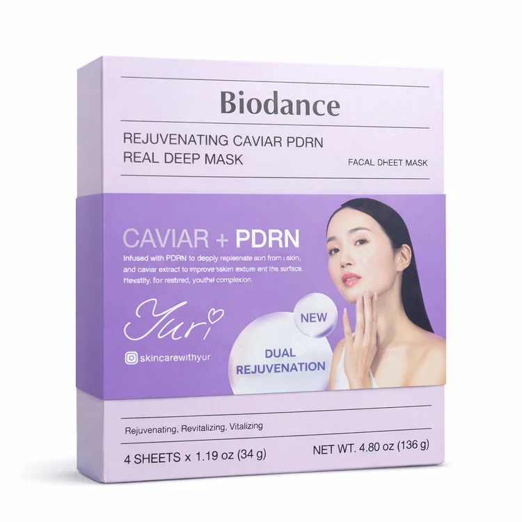 ماسک ورقه‌ای جوانساز خاویار و PDRN بایودنس (پک ۴ عددی)