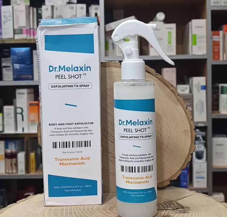 اسپری لایهبردار و روشن کننده صورت و بدن ترانزامیک اسید پیل شات (PS) دکتر ملاکسین