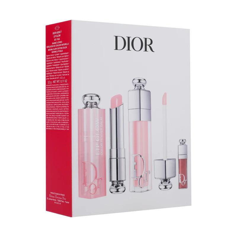 ست بالم و برق لب حجم‌ دهنده دیور مدل Addict Trio Gloss آبرسان، دارای عصاره جوجوبا و مناسب پوست لب معمولی، بسته 3 عددی