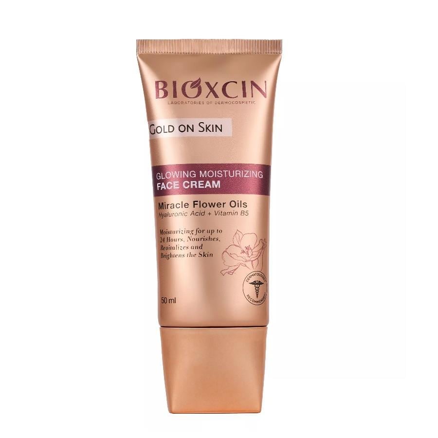 كرم پودر مرطوب كننده و براق كننده لومی گلوشن بيوكسين ‌‌‌Bioxcin مدل Gold On Skin حجم 50 ميل