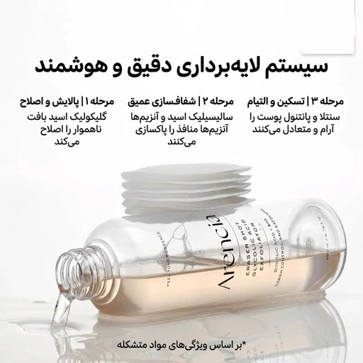 تونر معجزه ضد جوش لایه بردار ملایم گلیکولیک اسید آرنسیا اصل– کنترل انواع جوش و روشن کننده ۲۰۰ میل